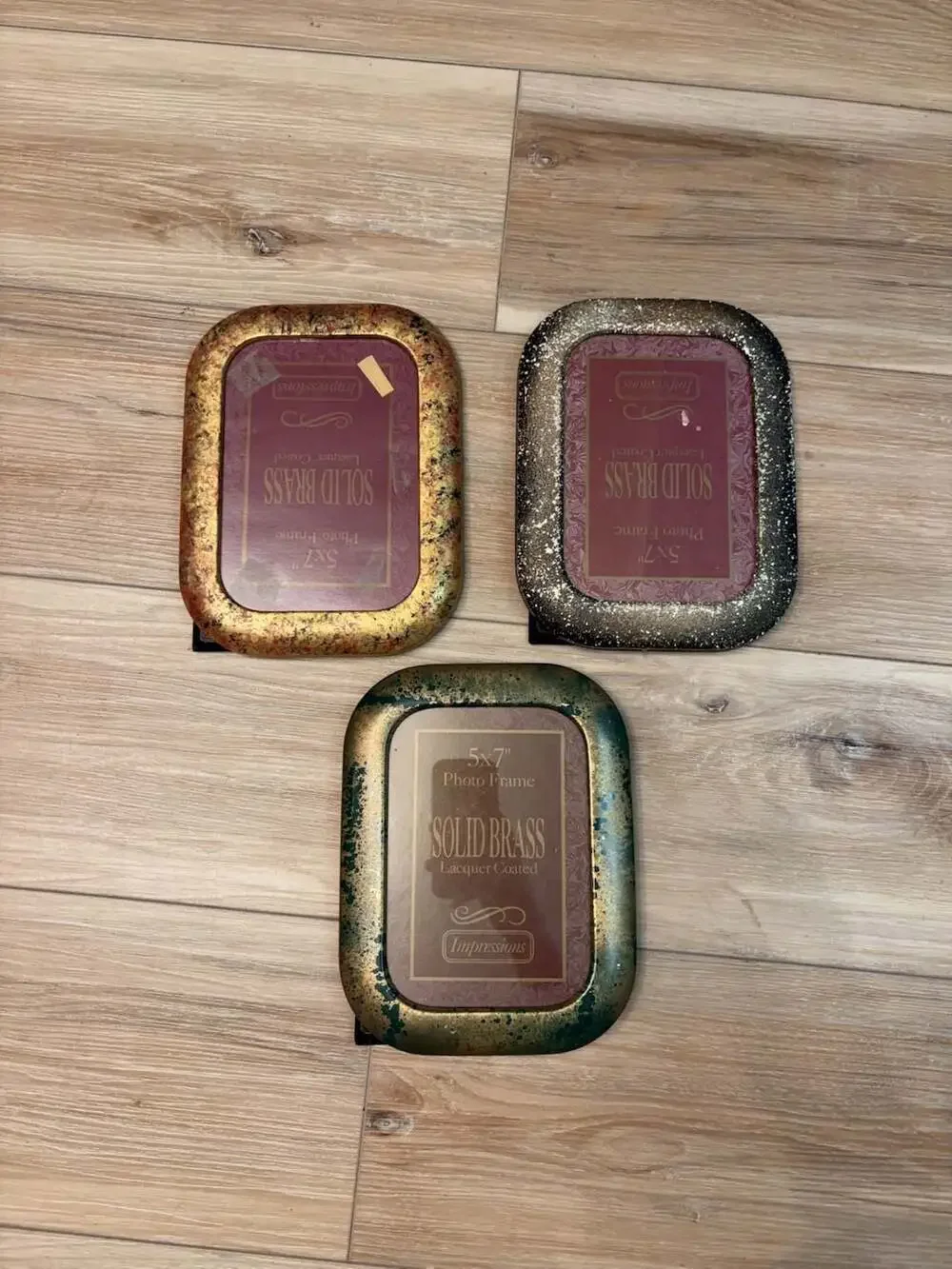 Set of 3 Impressions Solid Brass 5x7 Photo Frames